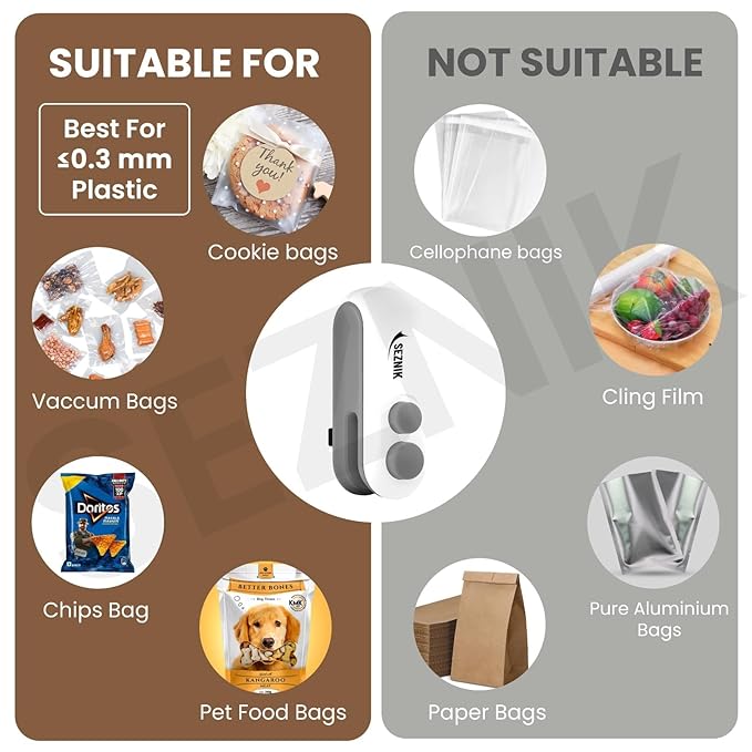 Portable Mini Sealing Machine, Handheld Packet Sealer for Food